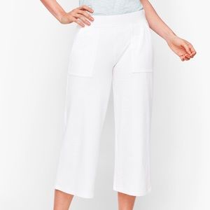 Talbots Terry Wide Leg Crop Pants - White